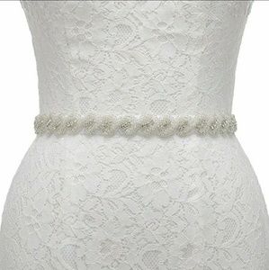 Crystal embellished satin sash bridal belt